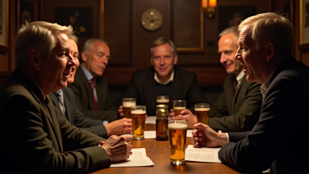 Close-up of people singing together with sheet music and beer glasses on wooden table at a traditional Irish pub